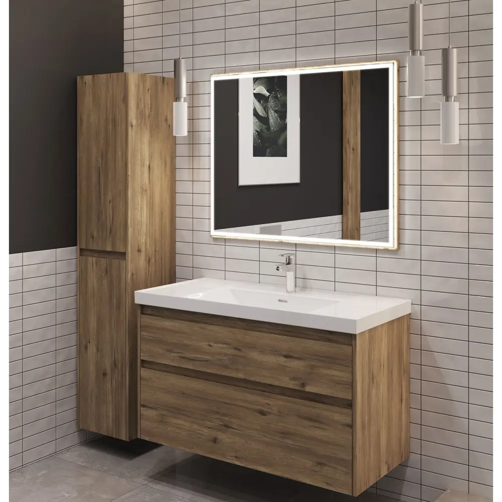 Фото 13 Тумба под раковину подвесная Aquanet 00346321 110см цвет дуб рустикальный