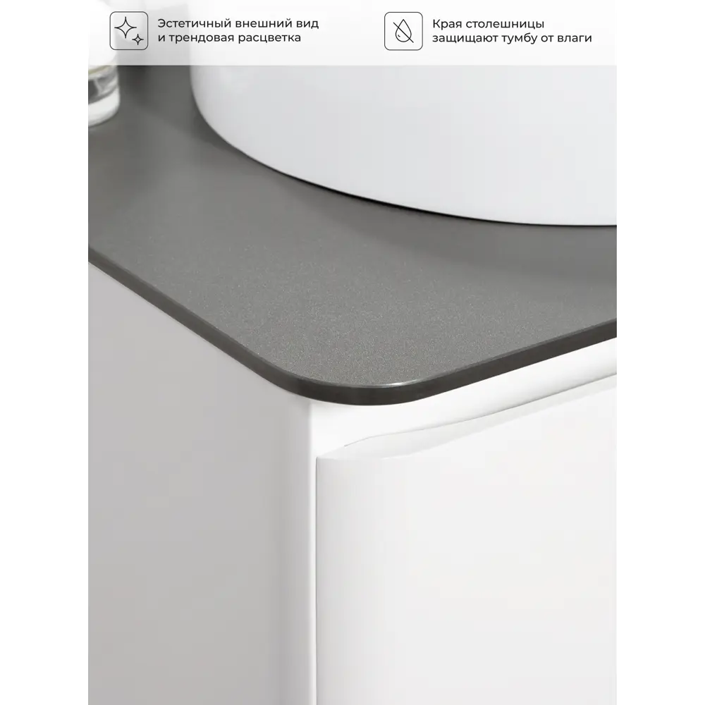 Фото 5 Тумба под раковину подвесная Итана 4657839164708 100см цвет эмаль белый глянец Фото 5 Тумба под раковину подвесная Итана 4657839164708 100см цвет эмаль белый глянец