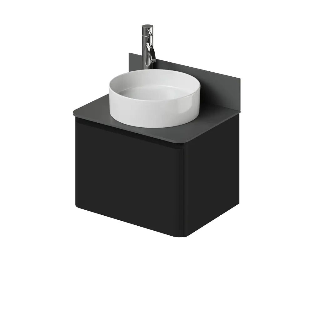Фото Тумба под раковину подвесная Итана 4657839161714 60см цвет черный софт