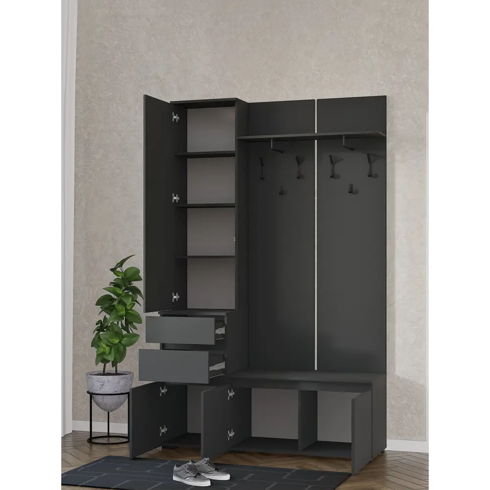 Фото 7 Комплект мебели для прихожей Сима-ленд Лора 135x220x45 см ЛДСП цвет графит Фото 7 Комплект мебели для прихожей Сима-ленд Лора 135x220x45 см ЛДСП цвет графит