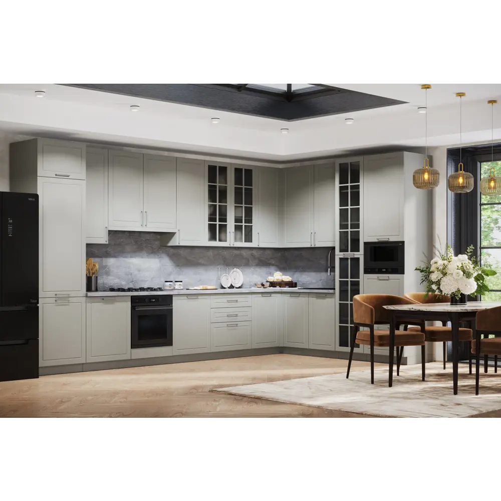 Фото 4 Кухонный гарнитур угловой Стелла+ сборка ЛДСП/эмаль МДФ 150 см x 360 см x 249 см цвет светло-серый Фото 4 Кухонный гарнитур угловой Стелла+ сборка ЛДСП/эмаль МДФ 150 см x 360 см x 249 см цвет светло-серый