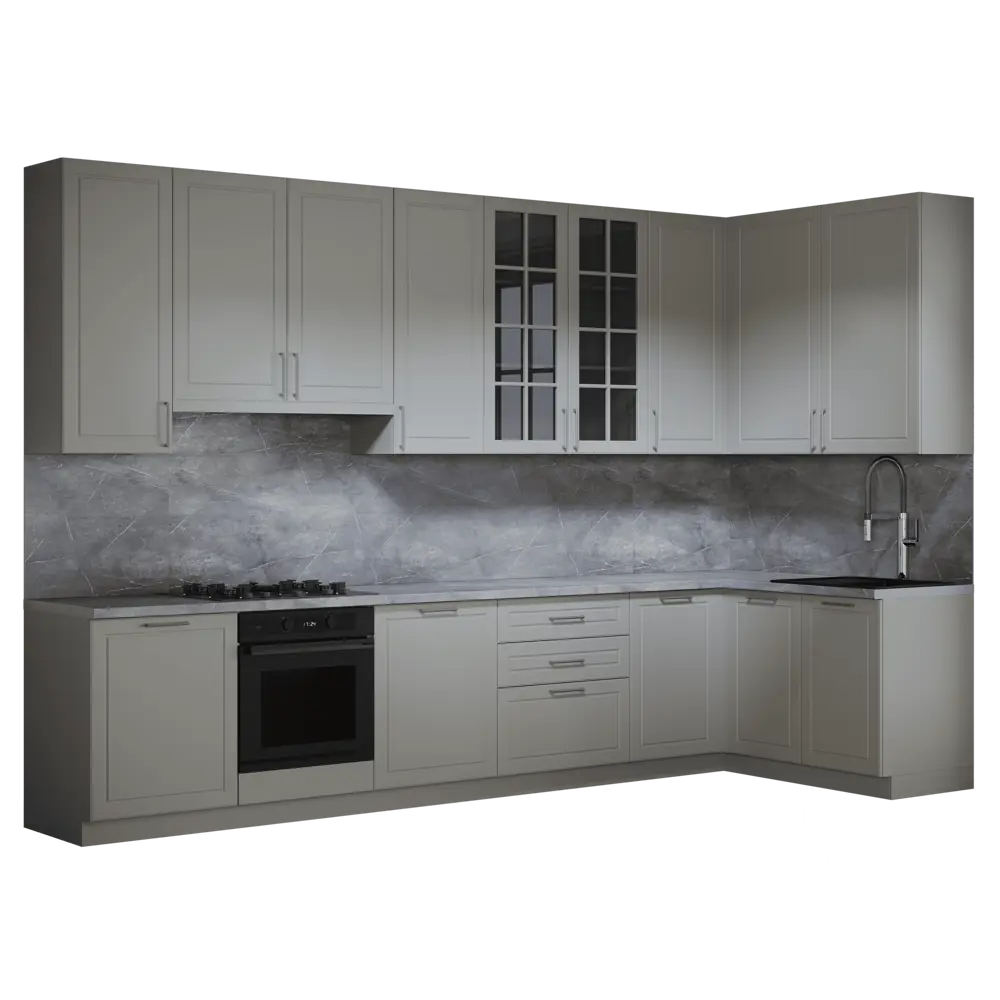 Фото 5 Кухонный гарнитур угловой Стелла+ сборка ЛДСП/эмаль МДФ 150 см x 360 см x 249 см цвет светло-серый Фото 5 Кухонный гарнитур угловой Стелла+ сборка ЛДСП/эмаль МДФ 150 см x 360 см x 249 см цвет светло-серый