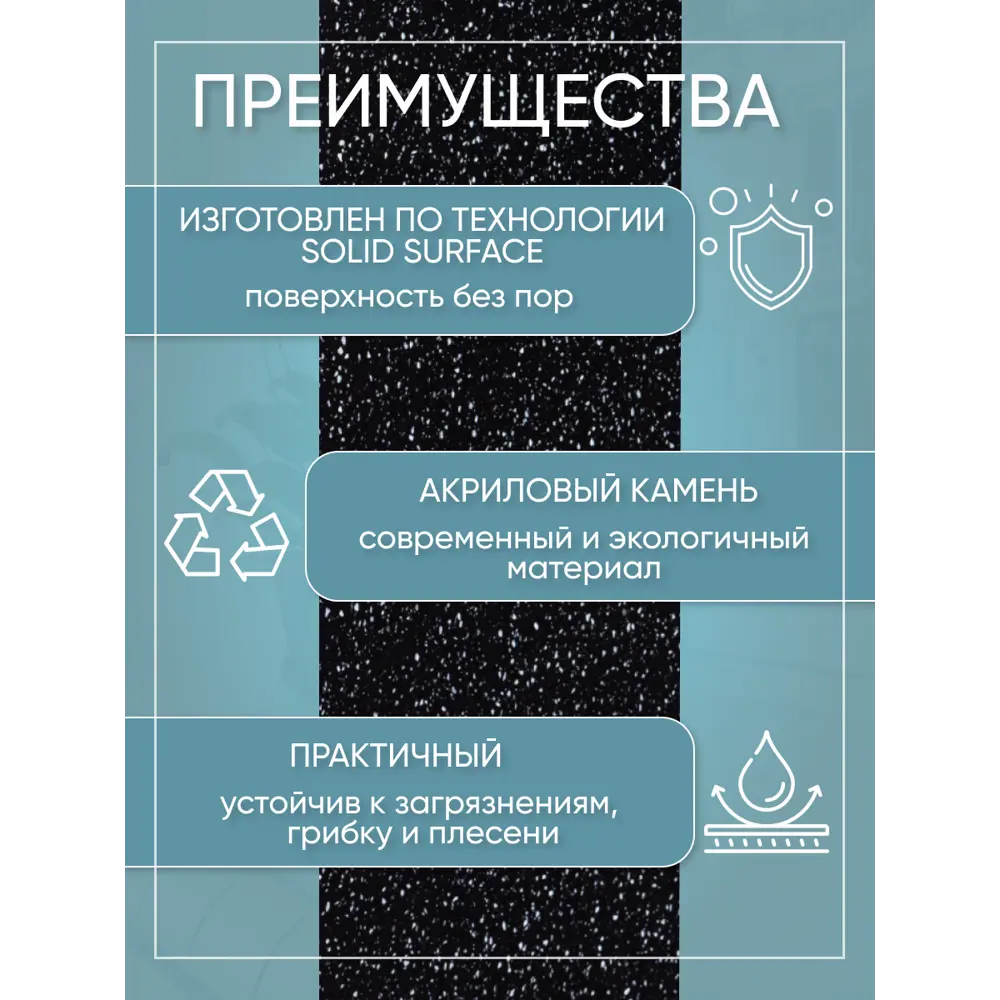 Фото 5 Подоконник Акрил BNV Гранит 1100x300x20мм черный с вкраплениями глянцевый Фото 5 Подоконник Акрил BNV Гранит 1100x300x20мм черный с вкраплениями глянцевый