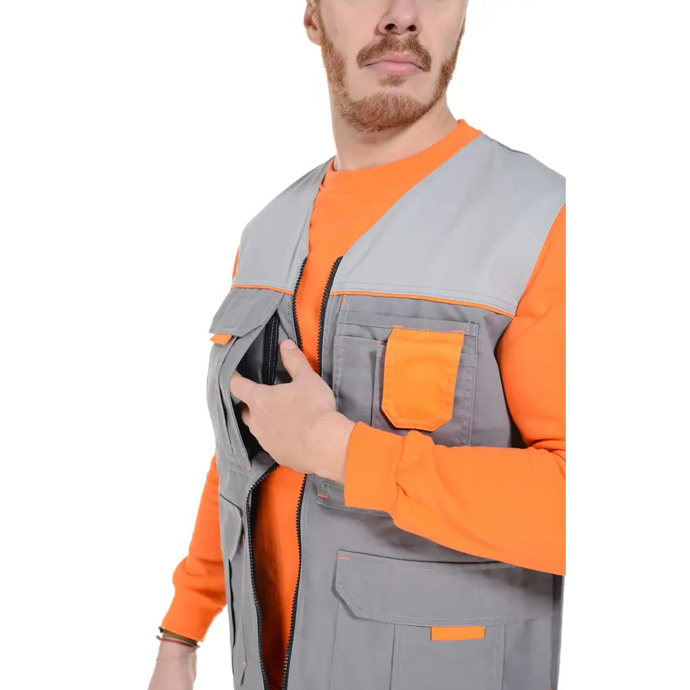 Фото 8 Жилет рабочий Союзспецодежда Профессионал темно-серый/светло-серый размер 56-58 рост 170-176 см