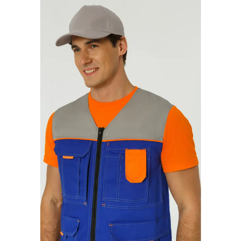 Фото 7 Жилет рабочий Союзспецодежда Профессионал василек/св-серый размер 52-54 рост 170-176 см