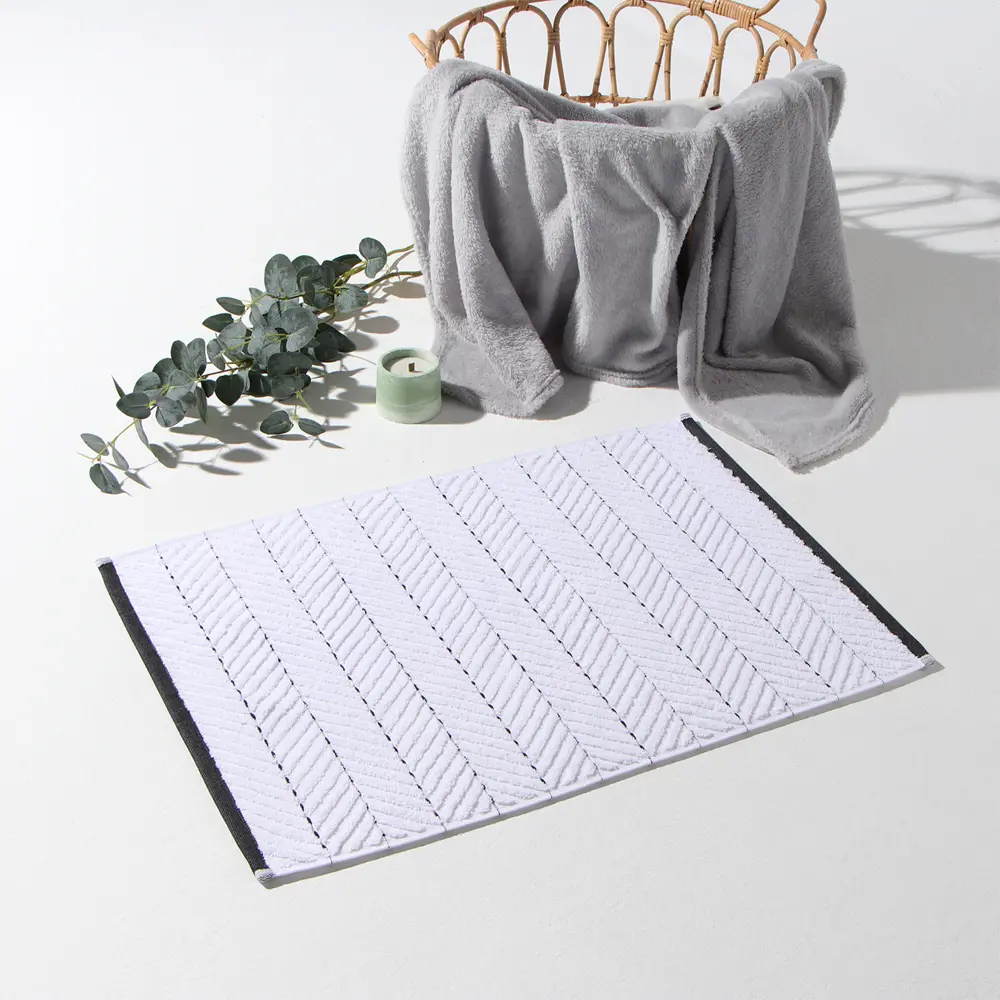 Фото Коврик декоративный махровый Этель Lines хлопок 50х70 см цвет белый Фото Коврик декоративный махровый Этель Lines хлопок 50х70 см цвет белый