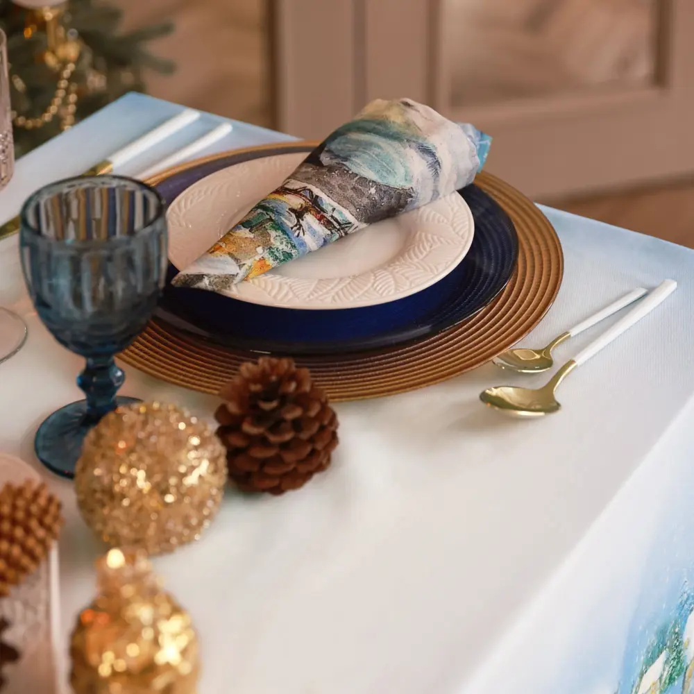 Фото 3 Скатерть на стол Этель Рождественский вечер квадратная 150x220 см цвет голубой Фото 3 Скатерть на стол Этель Рождественский вечер квадратная 150x220 см цвет голубой