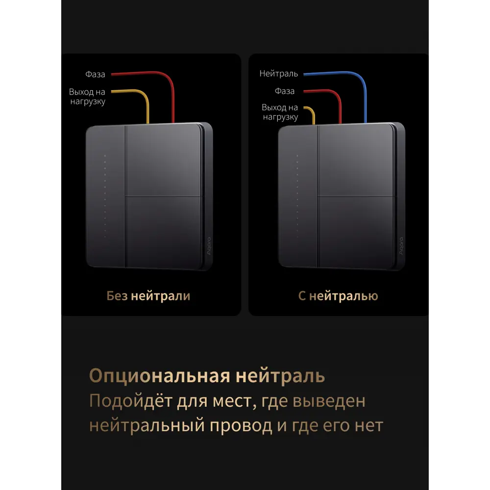 Фото 7 Умный настенный выключатель Aqara Z1 Pro ZNQBKG45LM 4 клавиши цвет графит