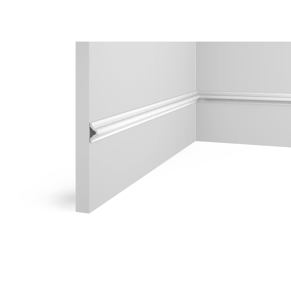 Фото Плинтус Cosca 00-00084375 на стену и потолок полистирол белый 2000x12x12 мм 1 шт