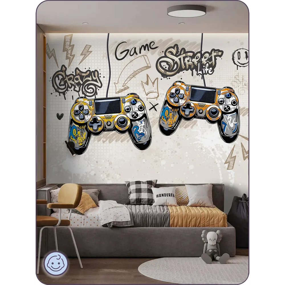 Фото 4 Фотообои флизелиновые Barton wall 3d для подростков граффити K32802_BR 200x270 см