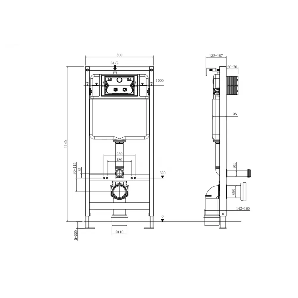 Фото 11 Инсталляция для унитаза Enio Profi EN7050050 с кнопкой Linea черная матовая