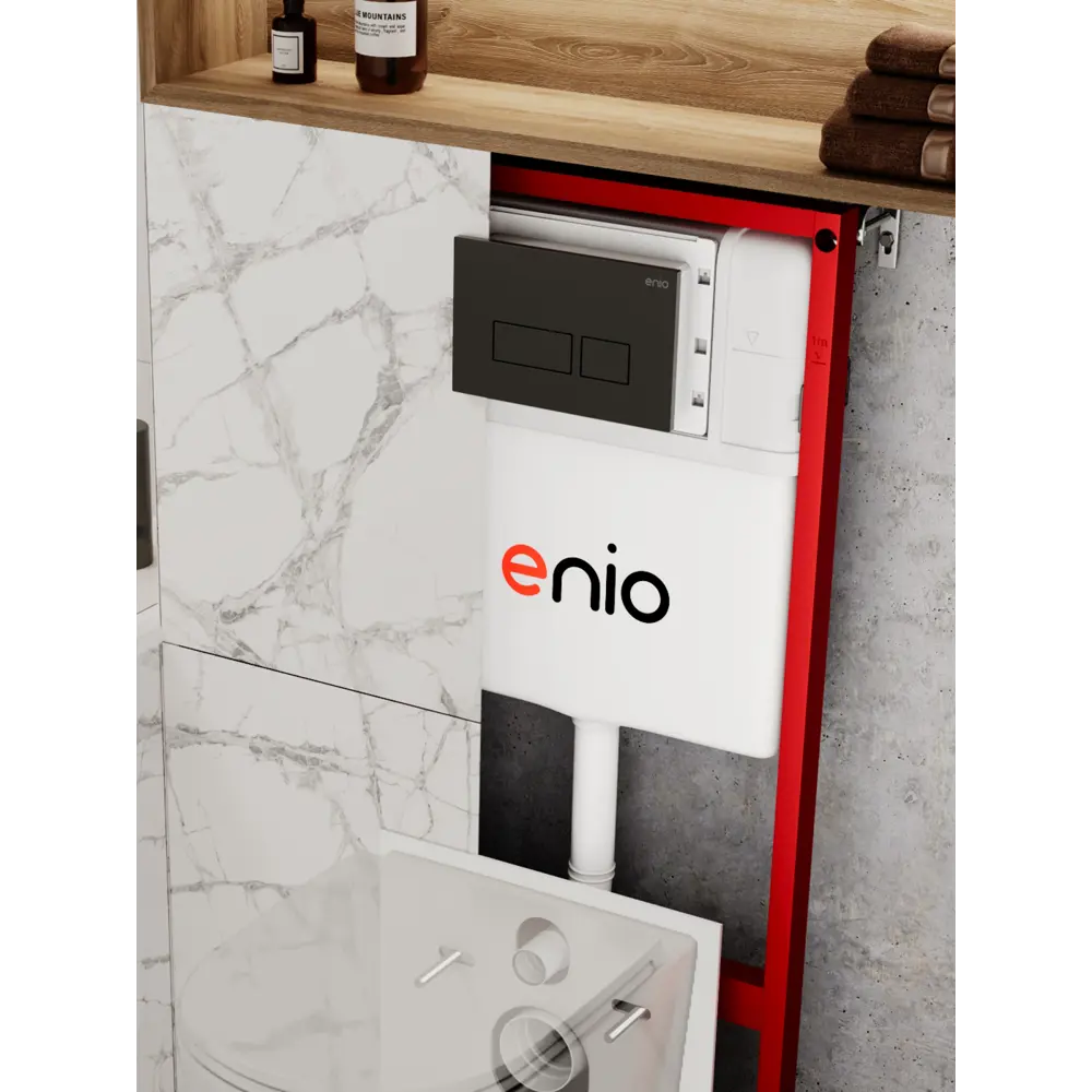 Фото 4 Инсталляция для унитаза Enio Profi EN7050050 с кнопкой Linea черная матовая
