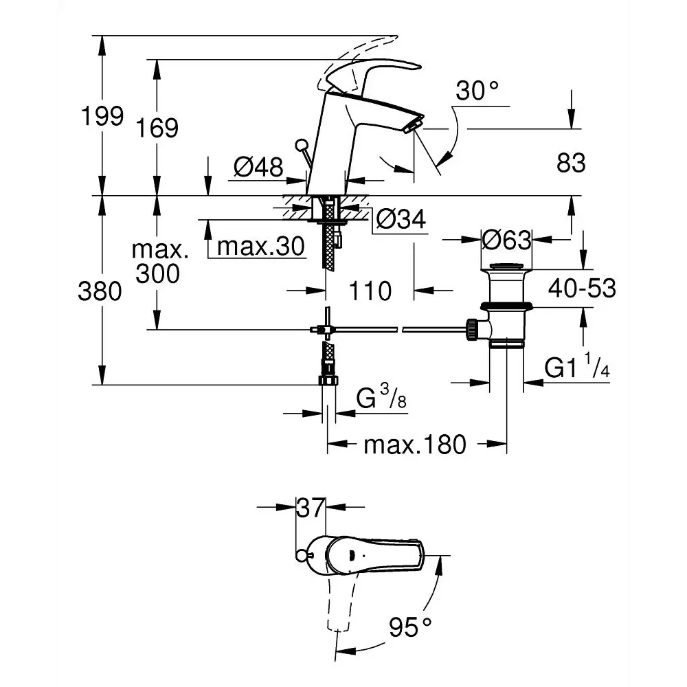 Фото 6 Смеситель для раковины Grohe Eurosmart 2339310E однорычажный цвет хром Фото 6 Смеситель для раковины Grohe Eurosmart 2339310E однорычажный цвет хром