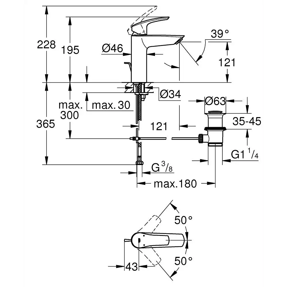 Фото 3 Смеситель для раковины Grohe 233222433 однорычажный цвет черный матовый Фото 3 Смеситель для раковины Grohe 233222433 однорычажный цвет черный матовый