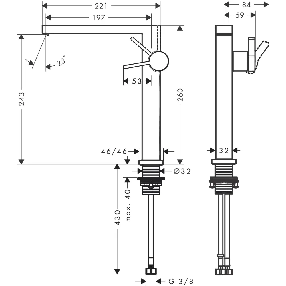 Фото 3 Смеситель для раковины Hansgrohe Tecturis 73072700 однорычажный высокий цвет белый матовый