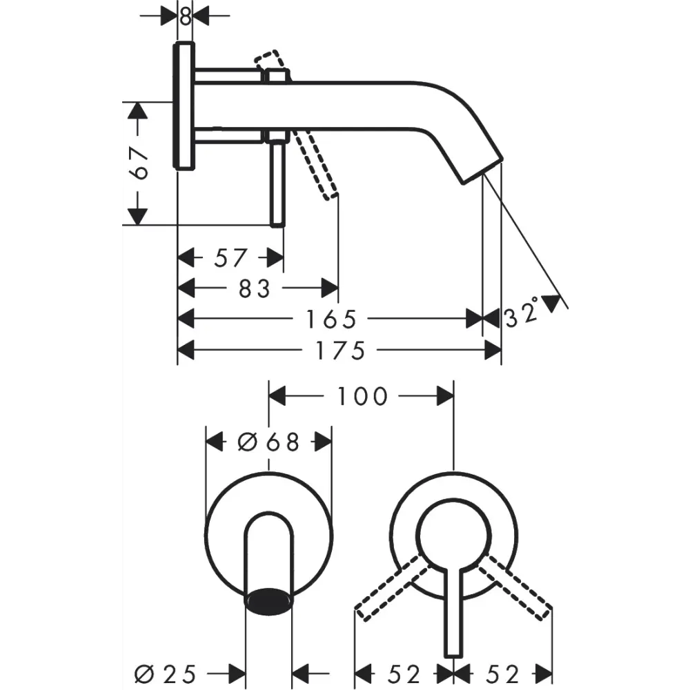 Фото 3 Смесителя для раковины Hansgrohe Tecturis S EcoSmart+ скрытого монтажа внешняя часть матовый черный