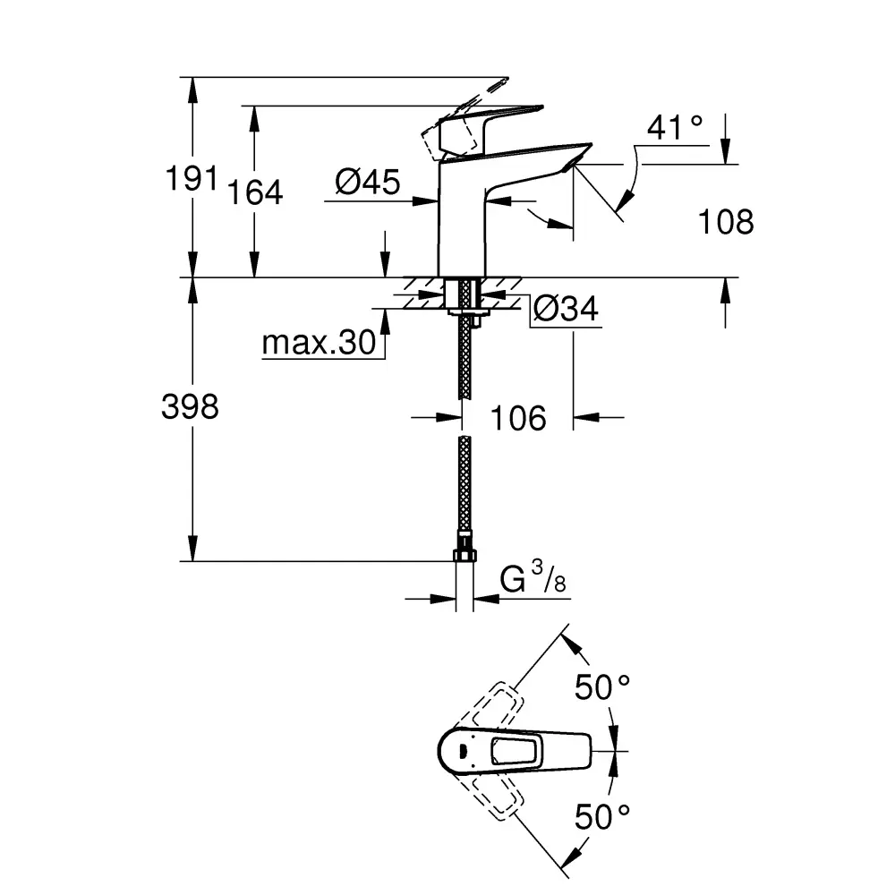 Фото 3 Смеситель для раковины Grohe 23917001 BauLoop EcoJoy размер M, хром Фото 3 Смеситель для раковины Grohe 23917001 BauLoop EcoJoy размер M, хром