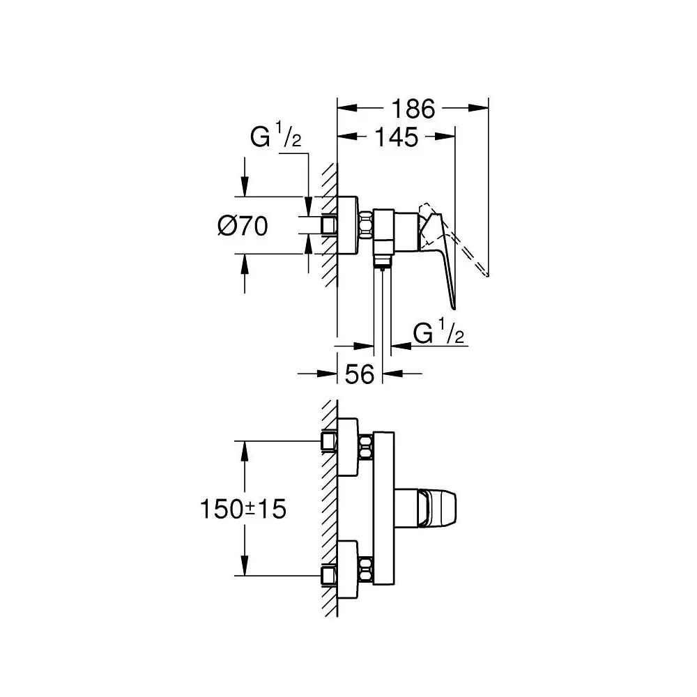 Фото 4 Смеситель для душа Grohe 1018240000 однорычажный цвет хром Фото 4 Смеситель для душа Grohe 1018240000 однорычажный цвет хром