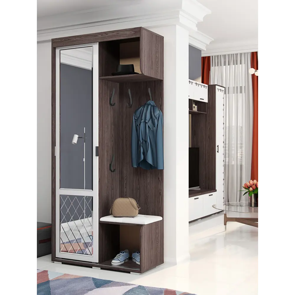 Фото Комплект мебели для прихожей Сима-ленд Варда 100x217x44 см ЛДСП цвет ясень темный/белый Фото Комплект мебели для прихожей Сима-ленд Варда 100x217x44 см ЛДСП цвет ясень темный/белый