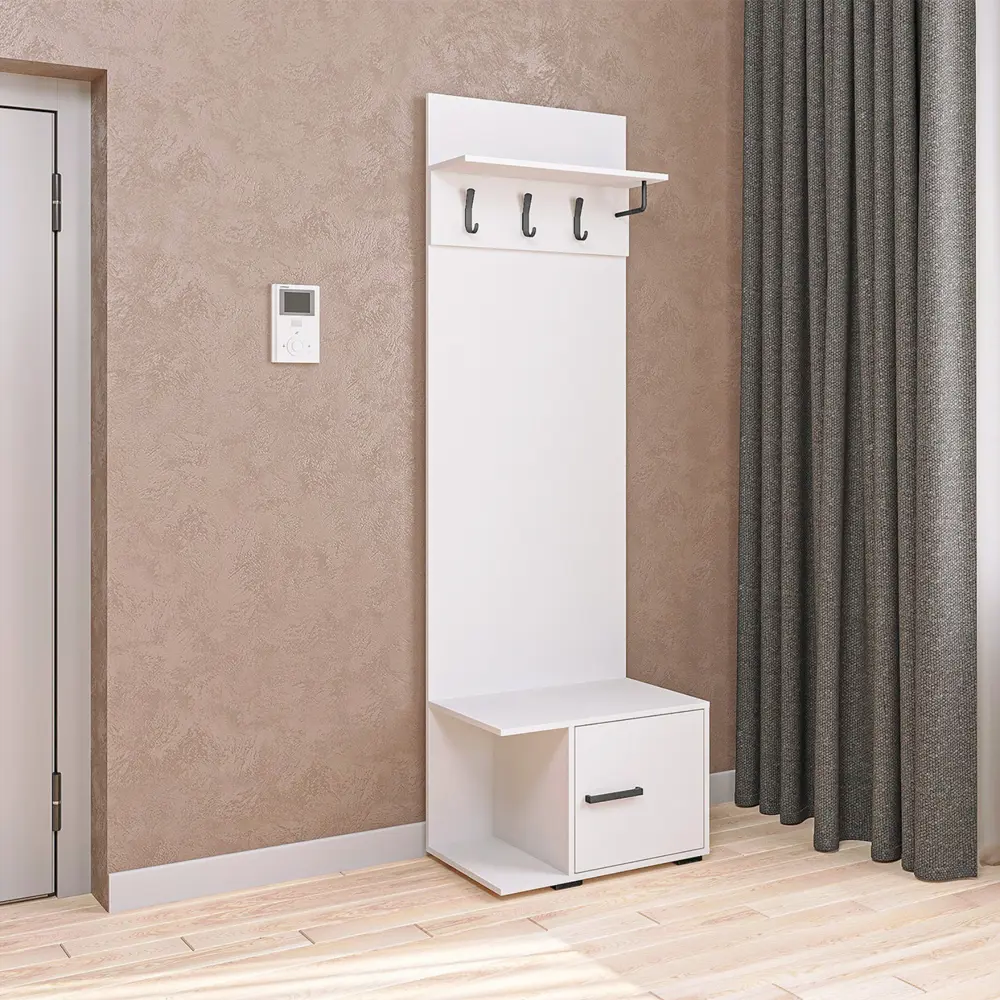 Фото Комплект мебели для прихожей Сима-ленд Ника 65x210x43 см ЛДСП цвет белый Фото Комплект мебели для прихожей Сима-ленд Ника 65x210x43 см ЛДСП цвет белый