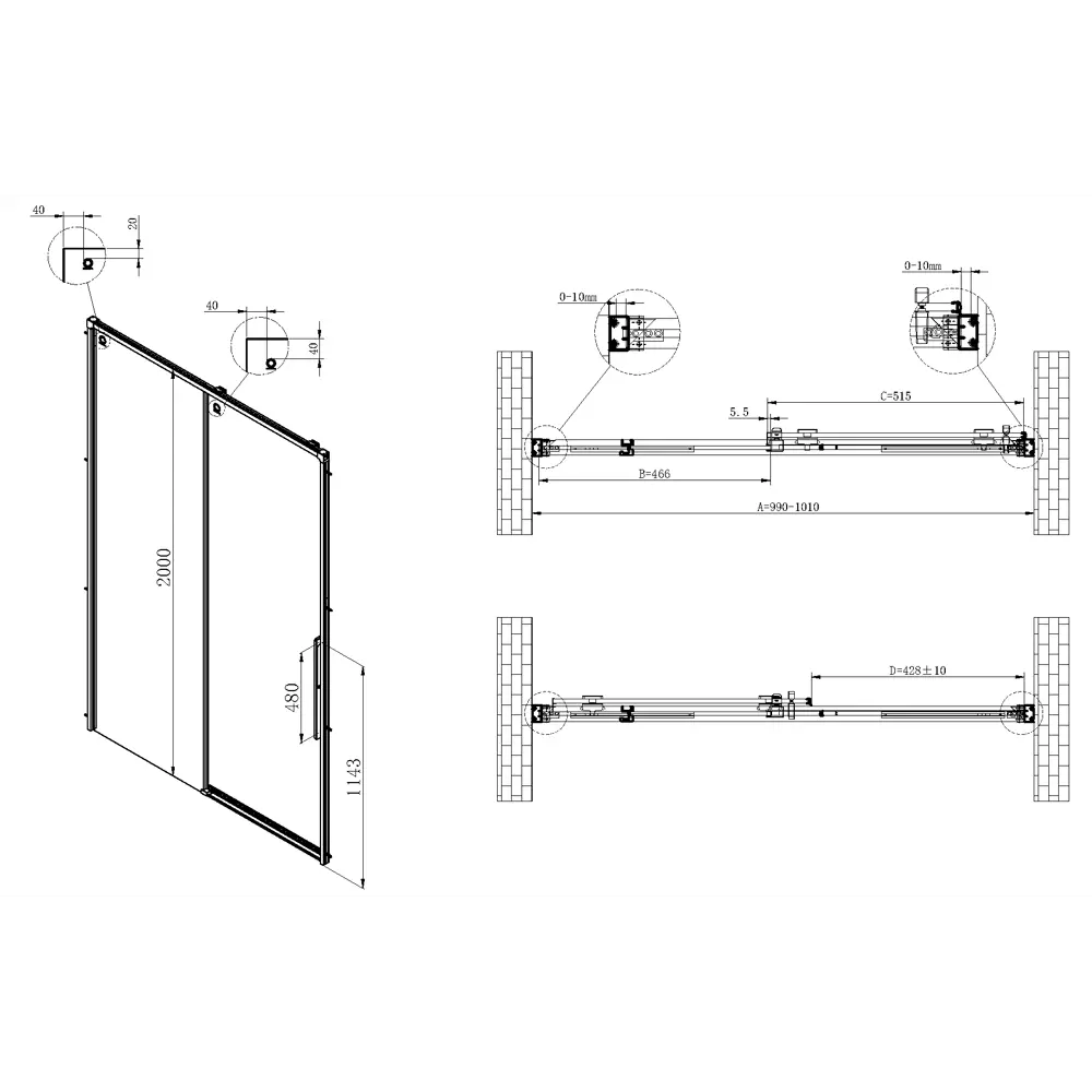 Фото 6 Душевая дверь Vincea Ultima VDS-7UL100CLGM 100 профиль вороненая сталь стекло прозрачное Фото 6 Душевая дверь Vincea Ultima VDS-7UL100CLGM 100 профиль вороненая сталь стекло прозрачное