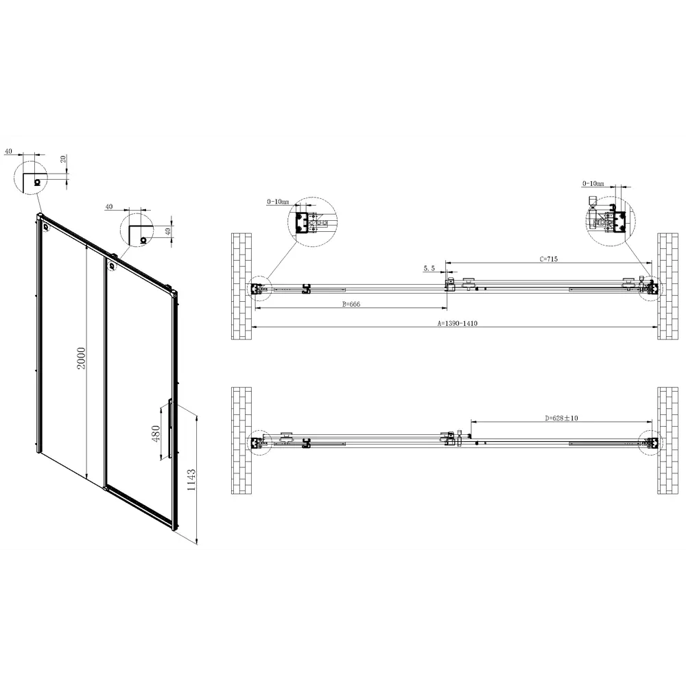 Фото 6 Душевая дверь Vincea Ultima VDS-7UL140CL 140 см профиль хром стекло прозрачное Фото 6 Душевая дверь Vincea Ultima VDS-7UL140CL 140 см профиль хром стекло прозрачное
