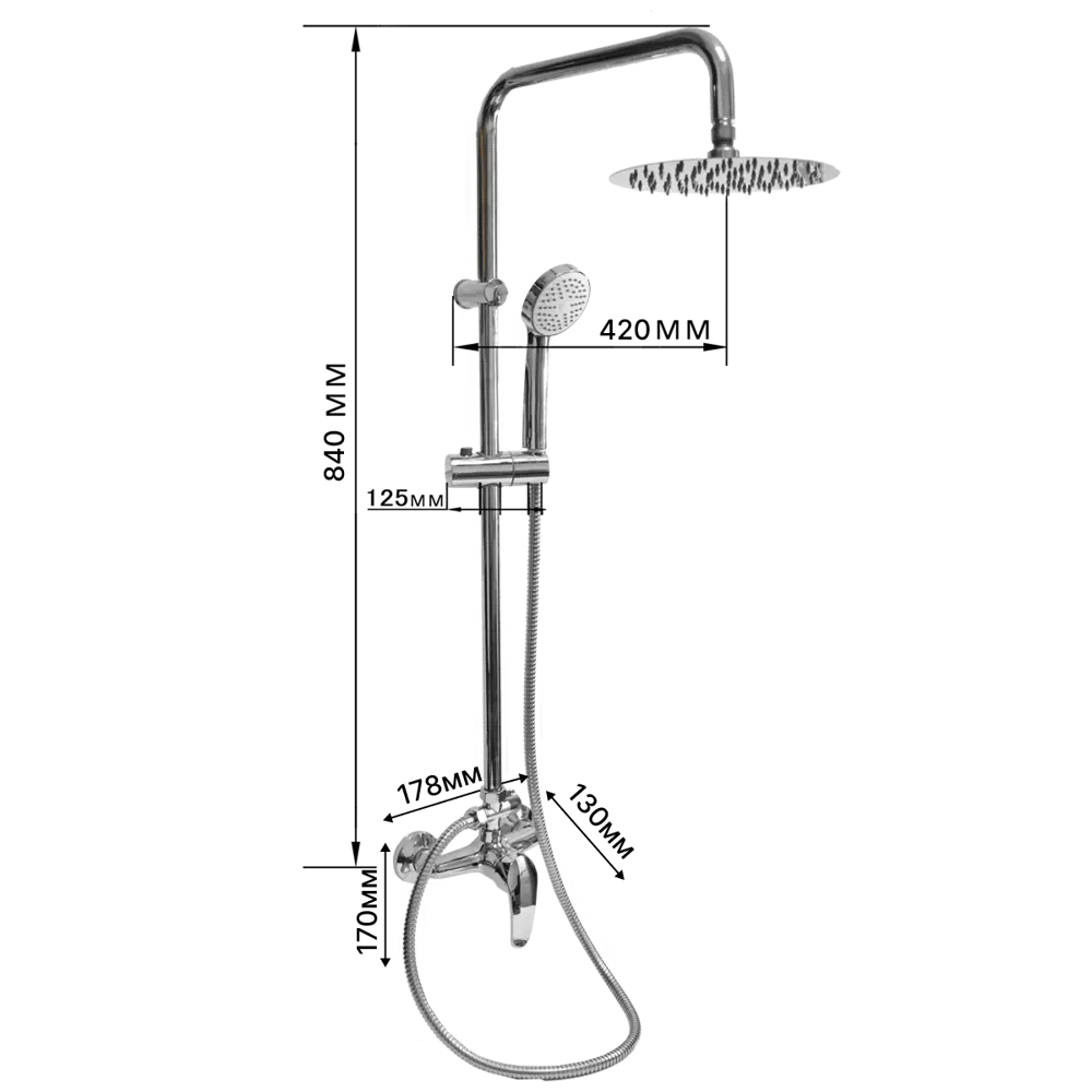 Фото 4 Душевая система Istok Luxe 0402.978 3 режимная d 20 см, стойка 80 см цвет хром Фото 4 Душевая система Istok Luxe 0402.978 3 режимная d 20 см, стойка 80 см цвет хром