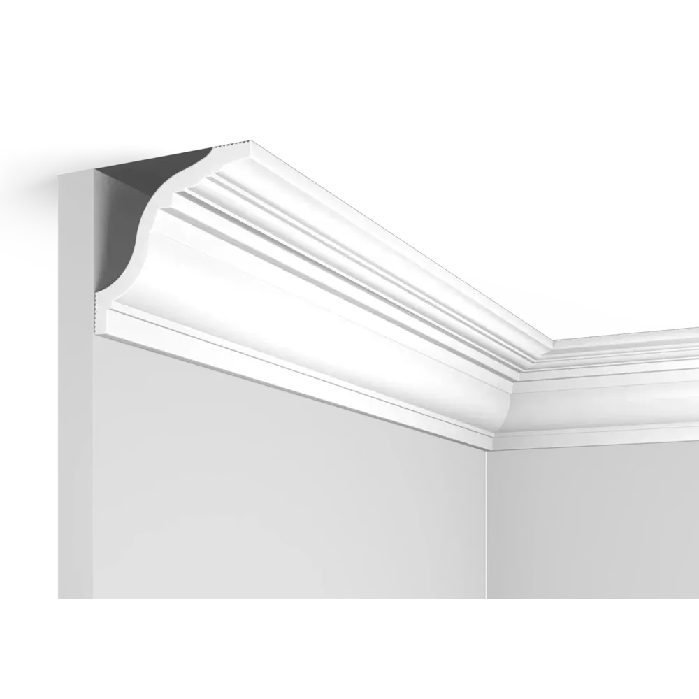 Фото Плинтус Cosca 00-00084448 на стену и потолок полистирол белый 2000x81x81 мм 1 шт