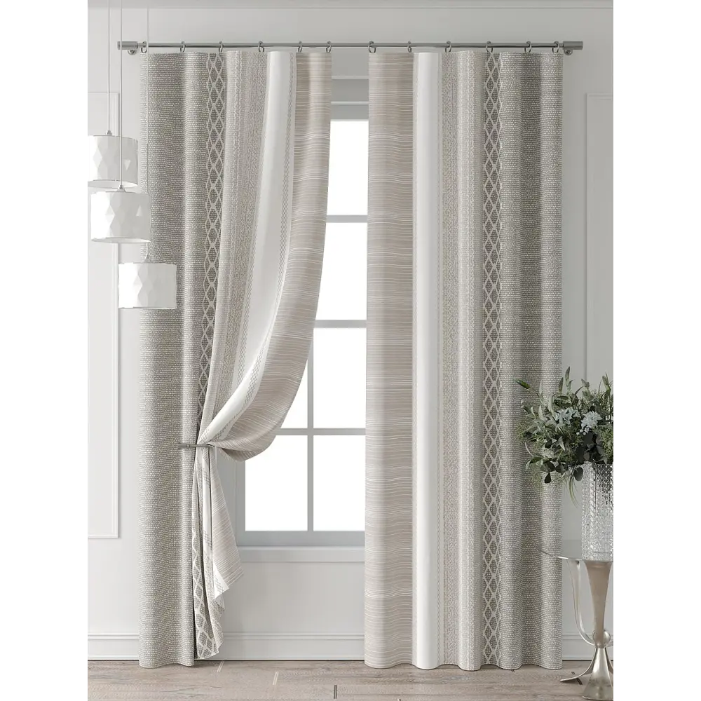 Фото 7 Комплект штор Comfy way Форнерс - 577 - 240 см CW709577240-240 на шторной ленте 240x150 см цвет бежевый Фото 7 Комплект штор Comfy way Форнерс - 577 - 240 см CW709577240-240 на шторной ленте 240x150 см цвет бежевый