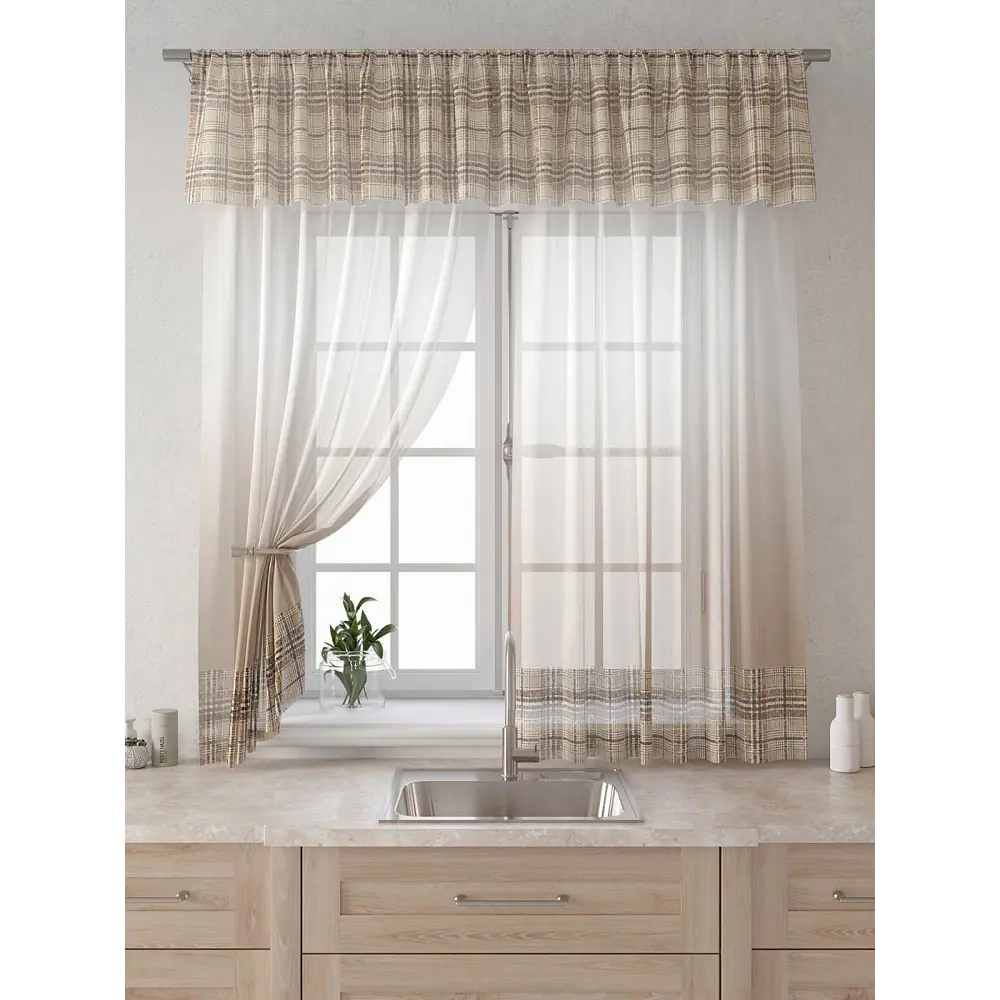 Фото 6 Комплект штор Comfy way Лагрос - 23 - 160 см CW915023160-160 на шторной ленте 160x150 см цвет бежевый Фото 6 Комплект штор Comfy way Лагрос - 23 - 160 см CW915023160-160 на шторной ленте 160x150 см цвет бежевый