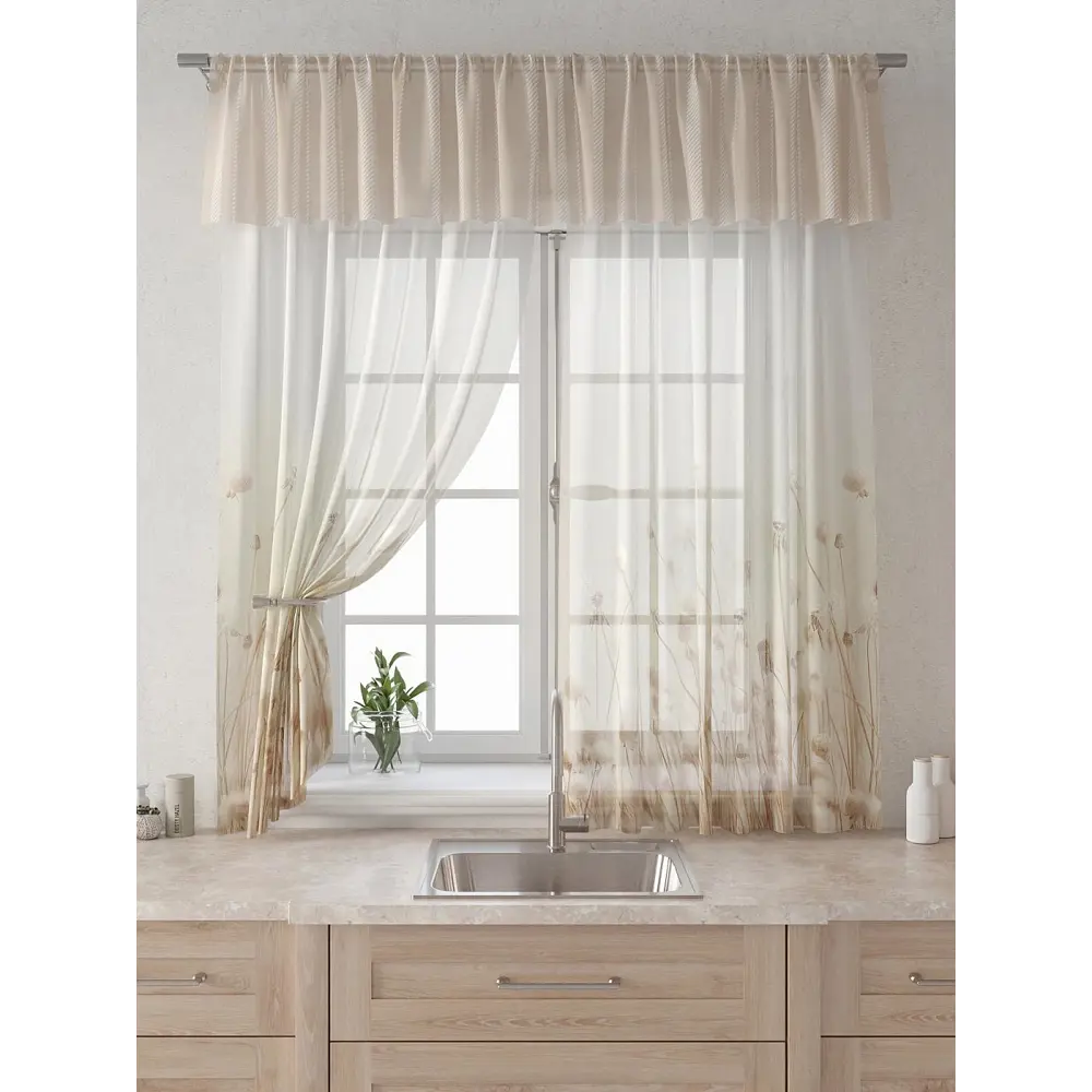 Фото 6 Комплект штор Comfy way Лагрос - 39 - 160 см CW915039160-160 на шторной ленте 160x150 см цвет бежевый Фото 6 Комплект штор Comfy way Лагрос - 39 - 160 см CW915039160-160 на шторной ленте 160x150 см цвет бежевый