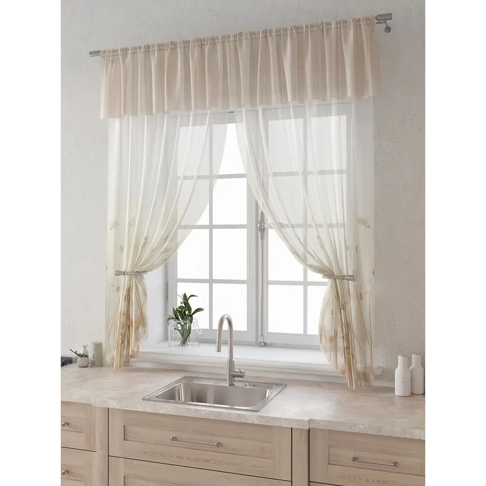 Фото 3 Комплект штор Comfy way Лагрос - 39 - 160 см CW915039160-160 на шторной ленте 160x150 см цвет бежевый Фото 3 Комплект штор Comfy way Лагрос - 39 - 160 см CW915039160-160 на шторной ленте 160x150 см цвет бежевый