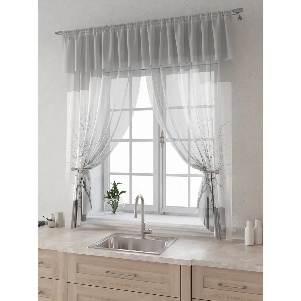 Фото 3 Комплект штор Comfy way Лагрос - 68 - 160 см CW915068160-160 на шторной ленте 160x150 см цвет белый Фото 3 Комплект штор Comfy way Лагрос - 68 - 160 см CW915068160-160 на шторной ленте 160x150 см цвет белый