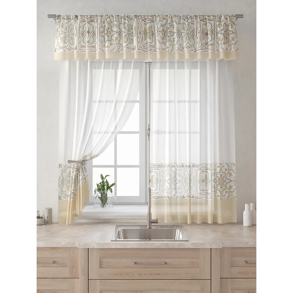 Фото 6 Комплект штор Comfy way Лагрос - 83 - 160 см CW915083160-160 на шторной ленте 160x150 см цвет бежевый Фото 6 Комплект штор Comfy way Лагрос - 83 - 160 см CW915083160-160 на шторной ленте 160x150 см цвет бежевый