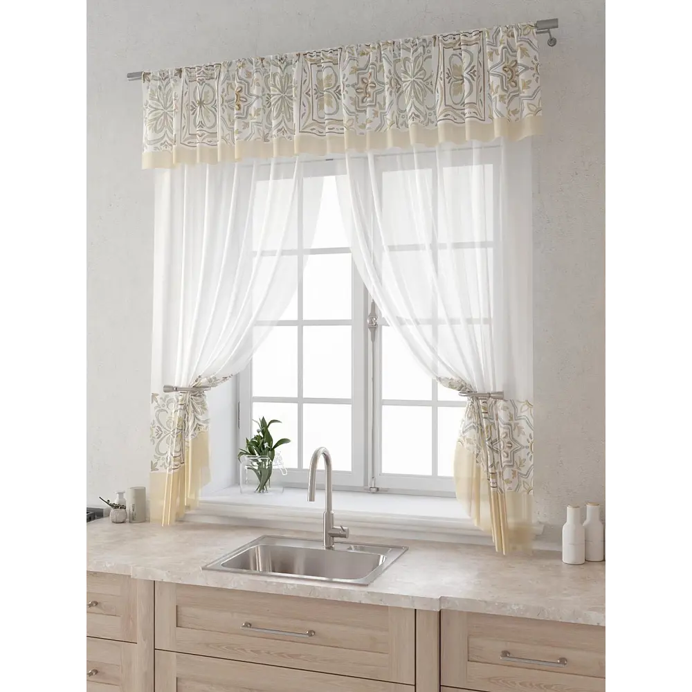 Фото 3 Комплект штор Comfy way Лагрос - 83 - 160 см CW915083160-160 на шторной ленте 160x150 см цвет бежевый Фото 3 Комплект штор Comfy way Лагрос - 83 - 160 см CW915083160-160 на шторной ленте 160x150 см цвет бежевый