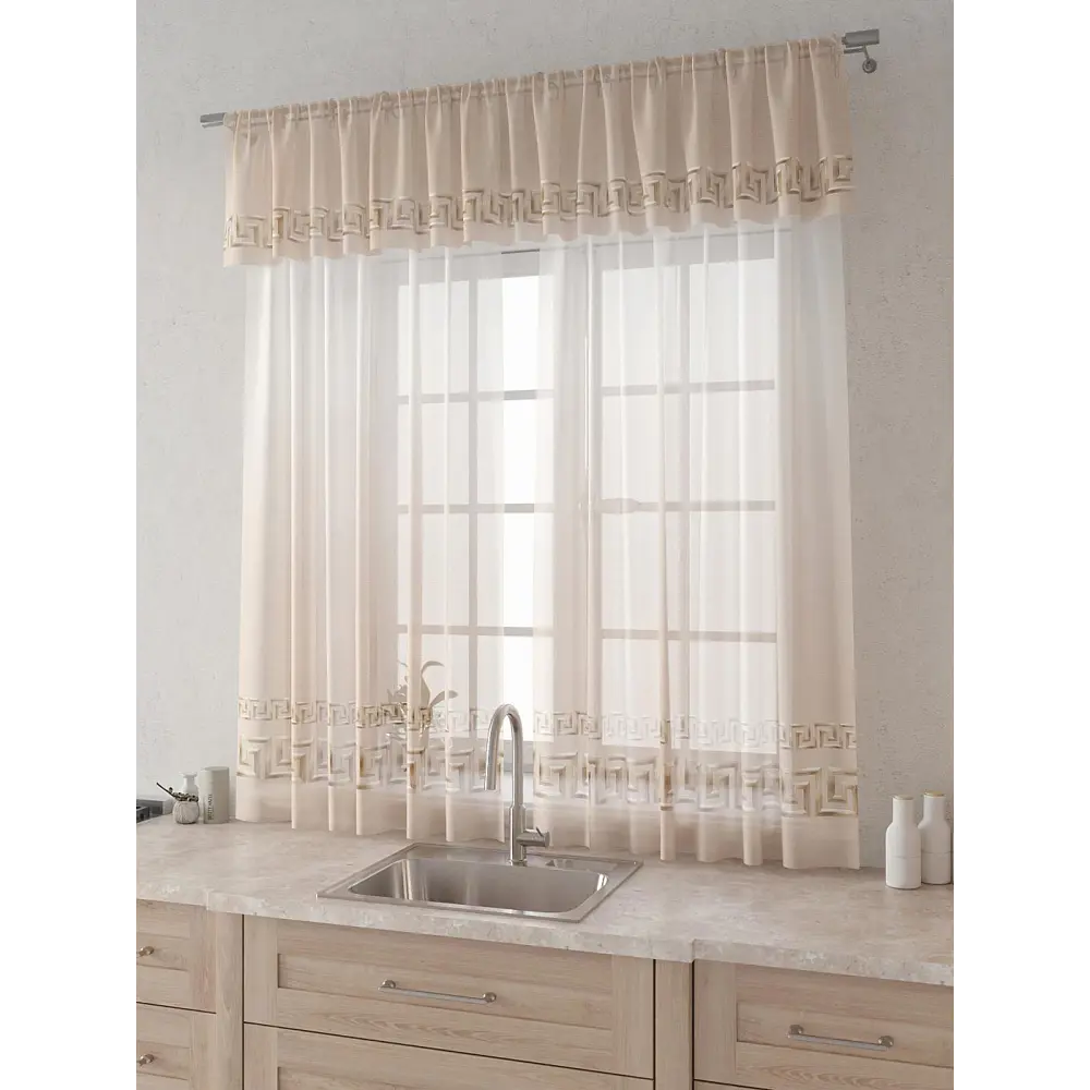 Фото 2 Комплект штор Comfy way Лагрос - 96 CW915096180-180 на шторной ленте 180x150 см цвет бежевый