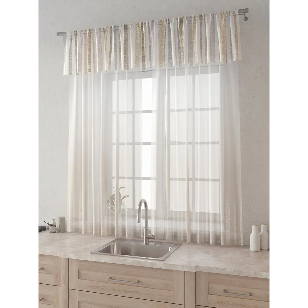 Фото 2 Комплект штор Comfy way Лагрос - 06 CW915006180-180 на шторной ленте 180x150 см цвет бежевый Фото 2 Комплект штор Comfy way Лагрос - 06 CW915006180-180 на шторной ленте 180x150 см цвет бежевый