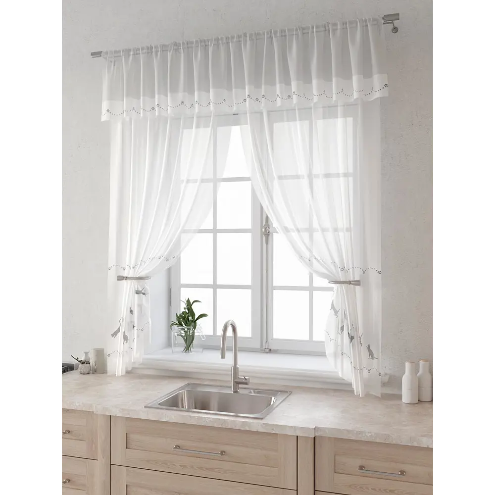 Фото 3 Комплект штор Comfy way Лагрос - 15 CW915015180-180 на шторной ленте 180x150 см цвет белый Фото 3 Комплект штор Comfy way Лагрос - 15 CW915015180-180 на шторной ленте 180x150 см цвет белый