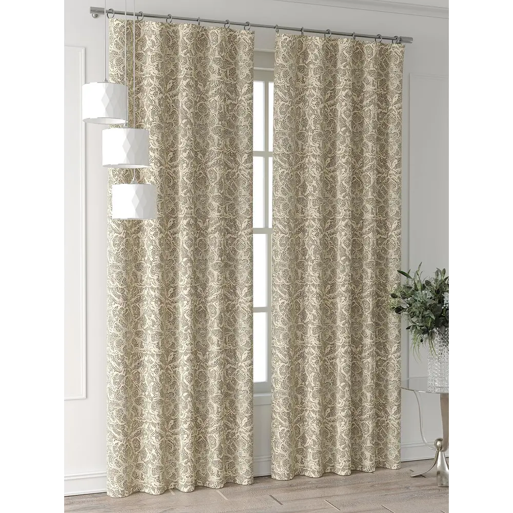 Фото 4 Комплект штор Comfy way Форнерс - 614 - 260 см CW709614260-260 на шторной ленте 260x150 см цвет бежевый