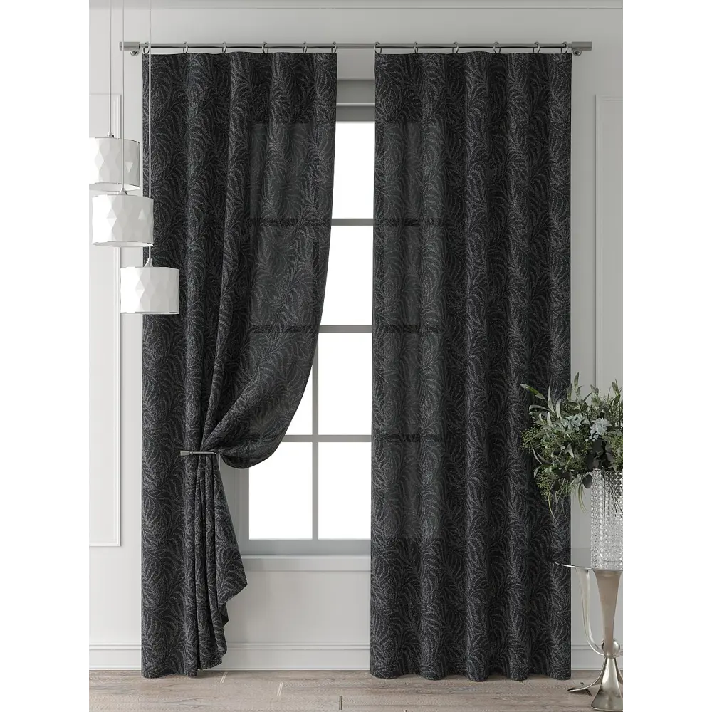 Фото 7 Комплект штор Comfy way Форнерс - 691 - 260 см CW709691260-260 на шторной ленте 260x150 см цвет черный Фото 7 Комплект штор Comfy way Форнерс - 691 - 260 см CW709691260-260 на шторной ленте 260x150 см цвет черный