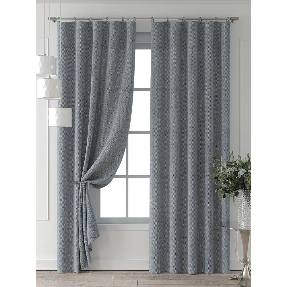 Фото 7 Комплект штор Comfy way Форнерс - 717 - 260 см CW709717260-260 на шторной ленте 260x150 см цвет синий Фото 7 Комплект штор Comfy way Форнерс - 717 - 260 см CW709717260-260 на шторной ленте 260x150 см цвет синий