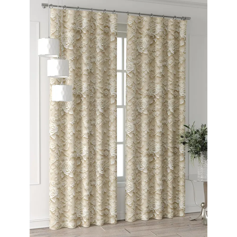 Фото 4 Комплект штор Comfy way Форнерс - 623 - 240 см CW709623240-240 на шторной ленте 240x150 см цвет бежевый Фото 4 Комплект штор Comfy way Форнерс - 623 - 240 см CW709623240-240 на шторной ленте 240x150 см цвет бежевый