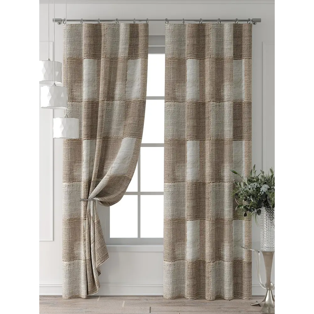 Фото 7 Комплект штор Comfy way Форнерс - 672 - 240 см CW709672240-240 на шторной ленте 240x150 см цвет бежевый