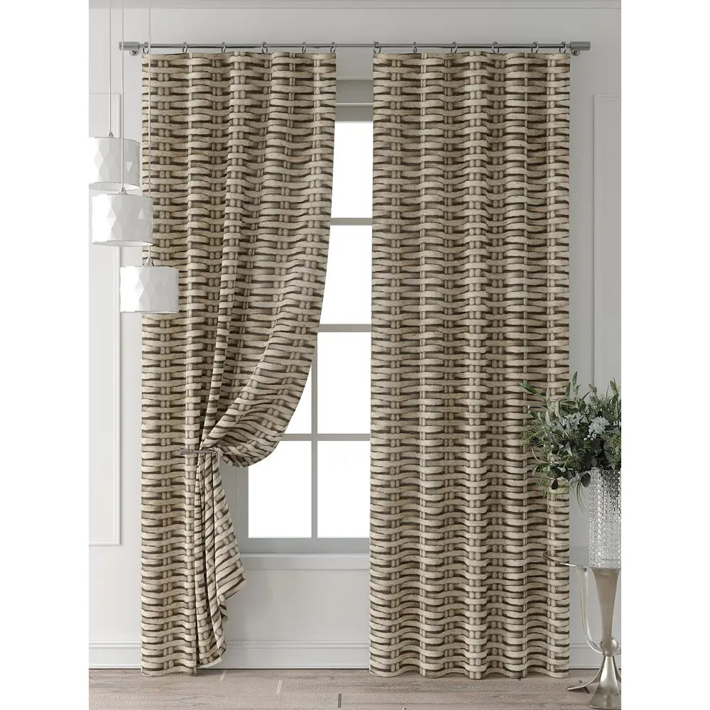 Фото 7 Комплект штор Comfy way Форнерс - 682 - 240 см CW709682240-240 на шторной ленте 240x150 см цвет бежевый