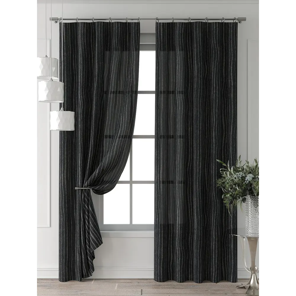 Фото 7 Комплект штор Comfy way Форнерс - 693 - 240 см CW709693240-240 на шторной ленте 240x150 см цвет черный Фото 7 Комплект штор Comfy way Форнерс - 693 - 240 см CW709693240-240 на шторной ленте 240x150 см цвет черный