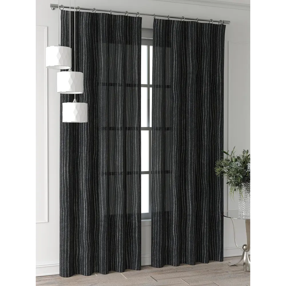 Фото 4 Комплект штор Comfy way Форнерс - 693 - 240 см CW709693240-240 на шторной ленте 240x150 см цвет черный Фото 4 Комплект штор Comfy way Форнерс - 693 - 240 см CW709693240-240 на шторной ленте 240x150 см цвет черный