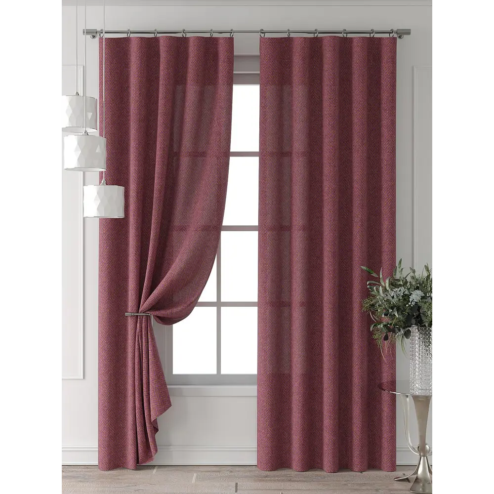 Фото 7 Комплект штор Comfy way Форнерс - 721 - 240 см CW709721240-240 на шторной ленте 240x150 см цвет красный Фото 7 Комплект штор Comfy way Форнерс - 721 - 240 см CW709721240-240 на шторной ленте 240x150 см цвет красный