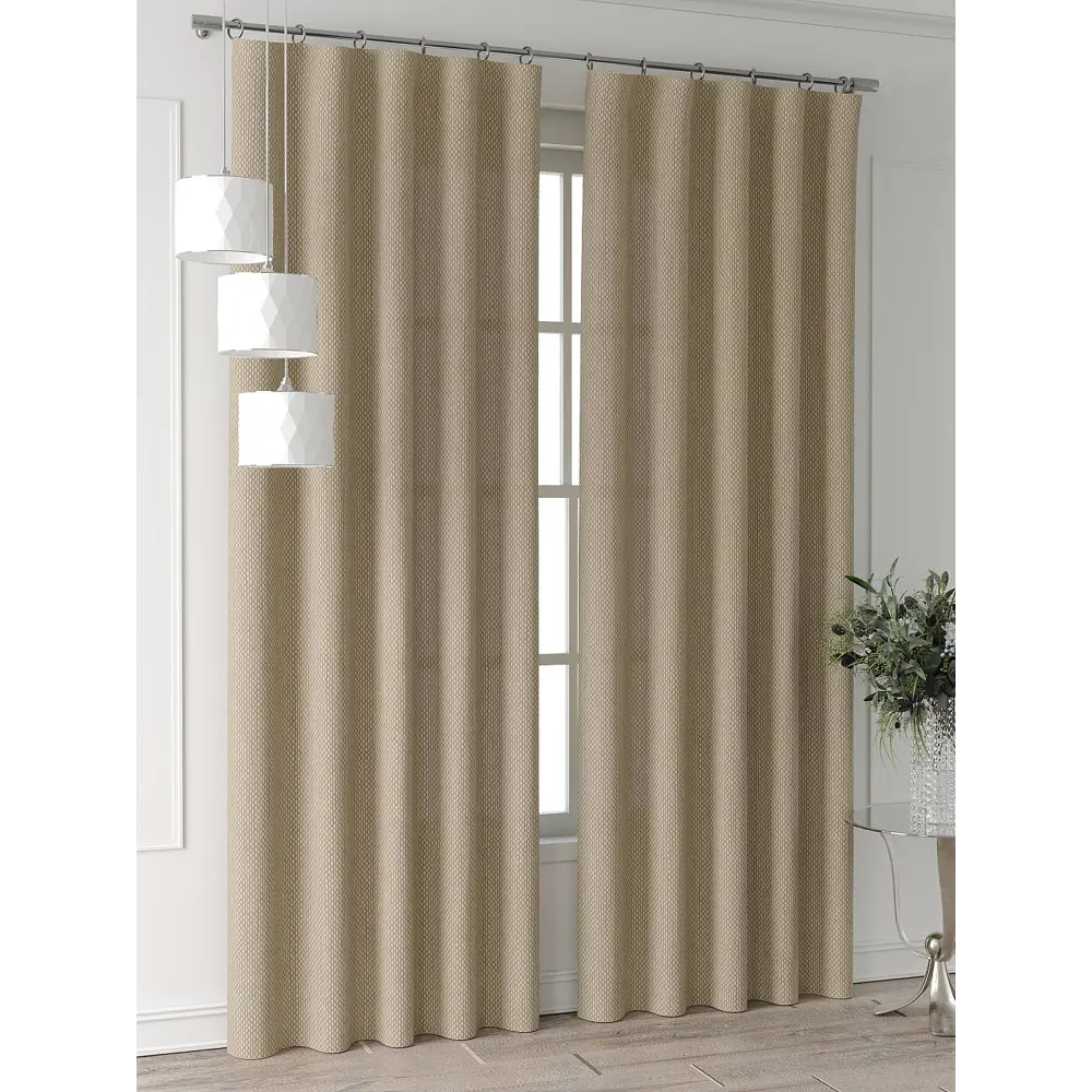 Фото 4 Комплект штор Comfy way Форнерс - 723 - 240 см CW709723240-240 на шторной ленте 240x150 см цвет бежевый