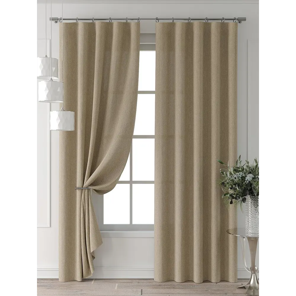 Фото 7 Комплект штор Comfy way Форнерс - 723 - 240 см CW709723240-240 на шторной ленте 240x150 см цвет бежевый