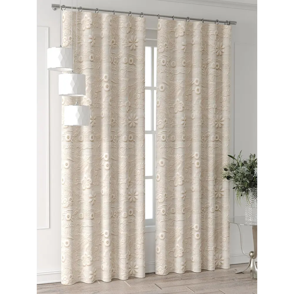 Фото 4 Комплект штор Comfy way Форнерс - 735 - 240 см CW709735240-240 на шторной ленте 240x150 см цвет бежевый